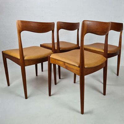 four-arne-vodder-chairs-back 500x500 Arne Vodder, Danish Modern dining chairs made of solid teak with seat of aniline leather
